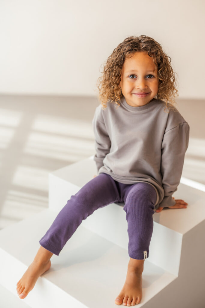 Rib Leggings "Noa" dark purple